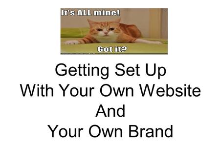 Getting Set Up With Your Own Website And Your Own Brand.