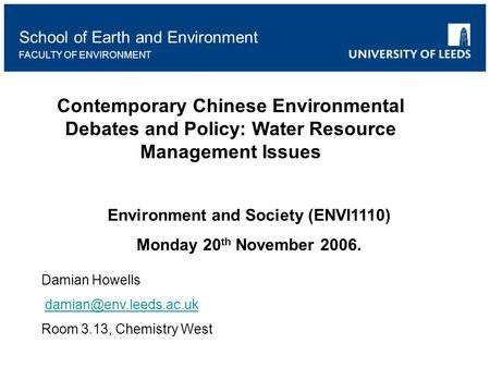 Environment and Society (ENVI1110)