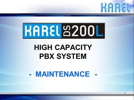 HIGH CAPACITY PBX SYSTEM - MAINTENANCE -