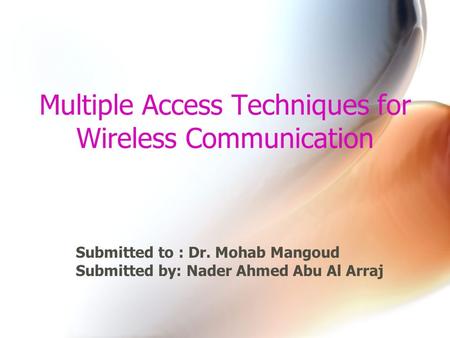 Multiple Access Techniques for Wireless Communication