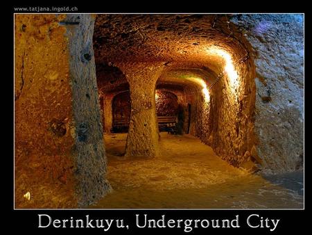 In 1963, an inhabitant of Derinkuyu (in the region of Capadocia, central Anatolia, Turkey), was demolishing a wall of his house- cave, and was astonished.