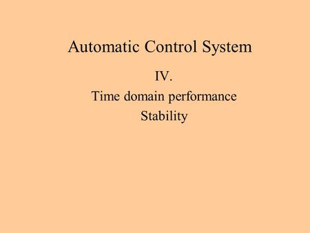 Automatic Control System