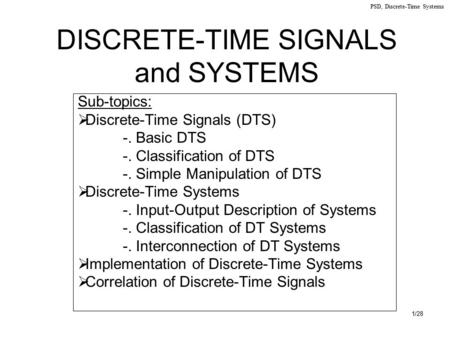 DISCRETE-TIME SIGNALS and SYSTEMS