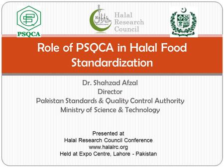 Role of PSQCA in Halal Food Standardization