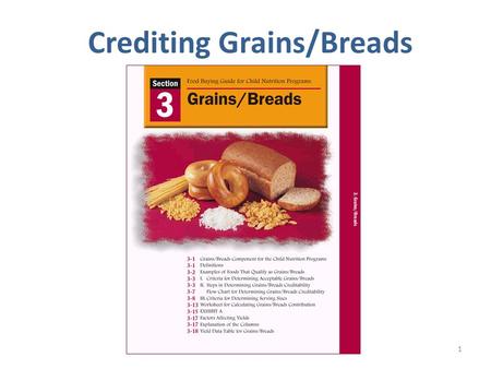 1 Crediting Grains/Breads. Flow Chart for Determining GR/B Creditability FBG p. 3-7 2.