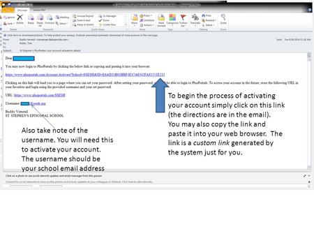 To begin the process of activating your account simply click on this link (the directions are in the email). You may also copy the link and paste it into.