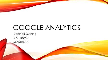 GOOGLE ANALYTICS Destinee Cushing DIG 4104C Spring 2014.