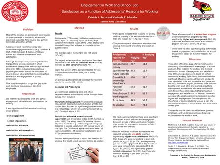 Nicholas Strong Illinois State University Problem Most of the literature on adolescent work focuses on the experience in relation to adolescents’ academic.