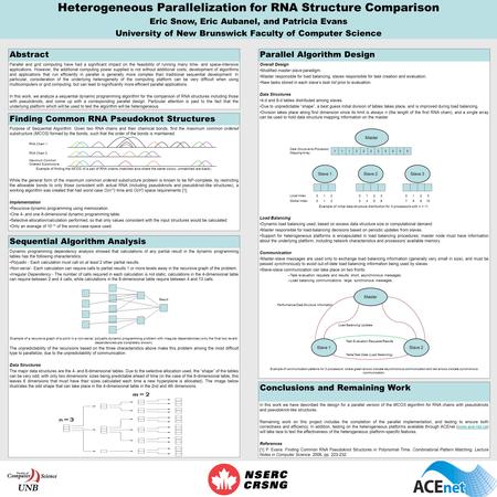 Heterogeneous Parallelization for RNA Structure Comparison Eric Snow, Eric Aubanel, and Patricia Evans University of New Brunswick Faculty of Computer.