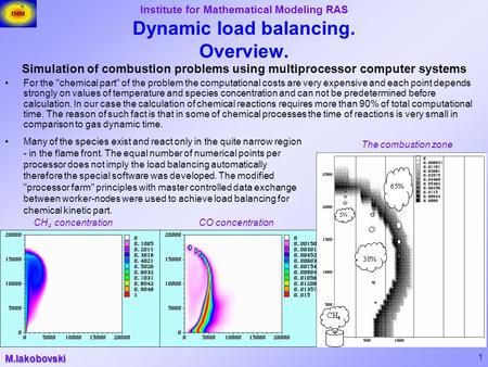 Institute for Mathematical Modeling RAS 1 Dynamic load balancing. Overview. Simulation of combustion problems using multiprocessor computer systems For.