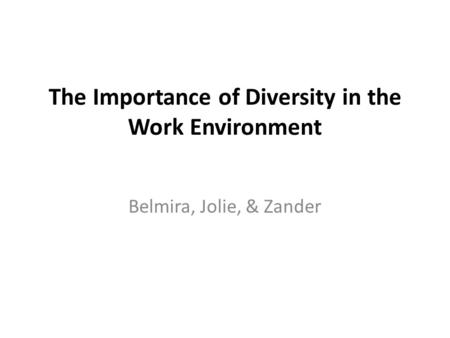 The Importance of Diversity in the Work Environment