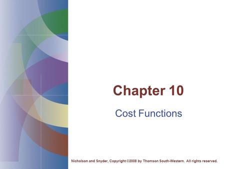 Chapter 10 Cost Functions