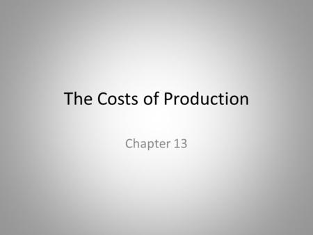 The Costs of Production