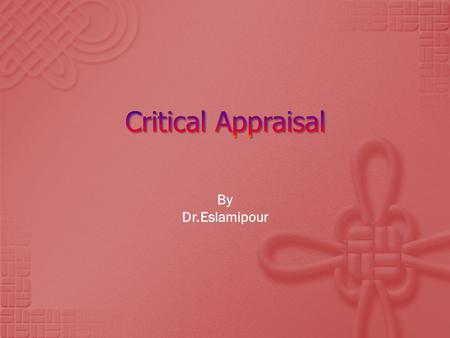 By Dr.Eslamipour.  We learned:  What is EBD?  Why EBD?  Evidence-based practice process.