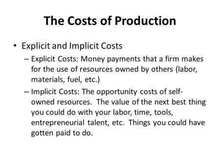 The Costs of Production