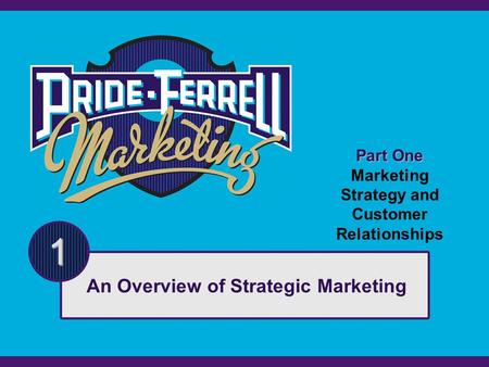 Part One Marketing Strategy and Customer Relationships 1 An Overview of Strategic Marketing.