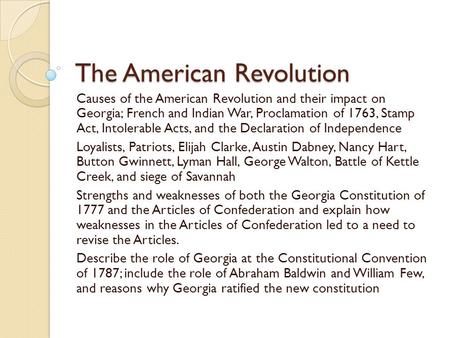 The American Revolution