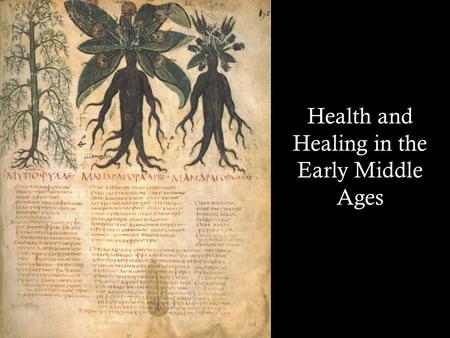 Health and Healing in the Early Middle Ages. What is the meaning of health?  Medieval ideas of healing are best described as a “marketplace” of possibilities.