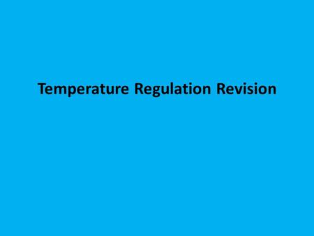 Temperature Regulation Revision. 100 200 300 400 Column 1Column 2Column 3Column 6Column 5Column 4 ??????