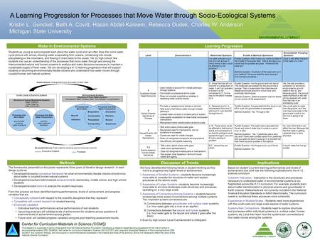 This research is supported in part by three grants from the National Science Foundation: Developing a research-based learning progression for the role.