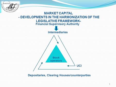 1 MARKET CAPITAL - DEVELOPMENTS IN THE HARMONIZATION OF THE LEGISLATIVE FRAMEWORK- Intermediaries UCI Depositaries, Clearing Houses/counterparties Financial.