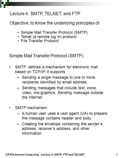 Simple Mail Transfer Protocol (SMTP)