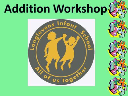 Overview of workshop. Language of addition Progression of addition across Year 1 and 2 Questions Work alongside our children.