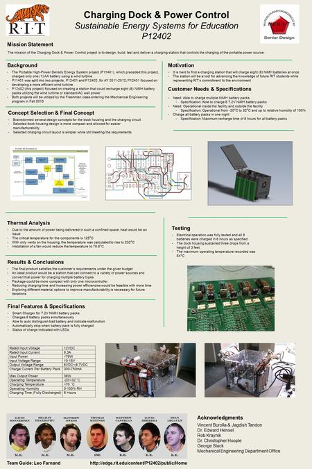 Charging Dock & Power Control Sustainable Energy Systems for Education P12402 -The Portable High-Power Density Energy System project (P11401), which preceded.