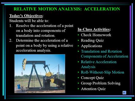 RELATIVE MOTION ANALYSIS: ACCELERATION