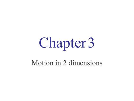 Chapter 3 Motion in 2 dimensions. 1) Displacement, velocity and acceleration displacement is the vector from initial to final position.