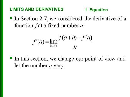 LIMITS AND DERIVATIVES