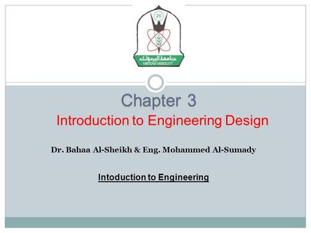 Chapter 3 Introduction to Engineering Design