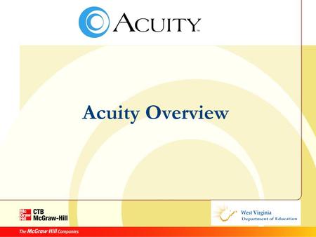 Acuity Overview. Agenda Intro to Acuity Background Components Terminology Class Activity Timeframes.