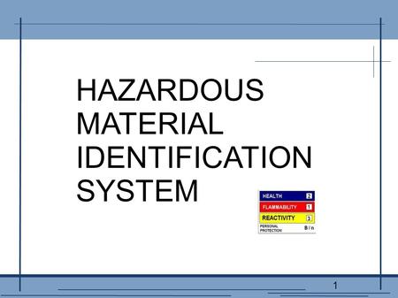 1 HAZARDOUS MATERIAL IDENTIFICATION SYSTEM. 2 A TRAINING PRESENTATION OF THE BRUNSWICK HILLS POLICE DEPARTMENT.