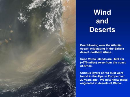 Wind and Deserts Dust blowing over the Atlantic