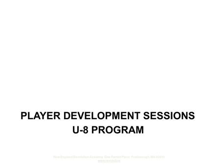 New England Revolution Academy. One Patriot Place. Foxborough, MA 02035 www.revolution PLAYER DEVELOPMENT SESSIONS U-8 PROGRAM.