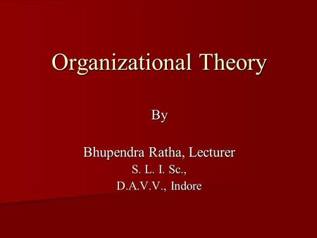 Organizational Theory