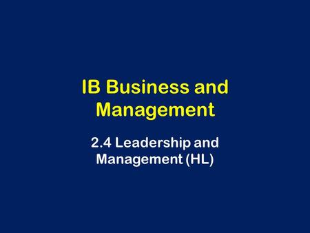 IB Business and Management