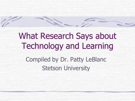 What Research Says about Technology and Learning