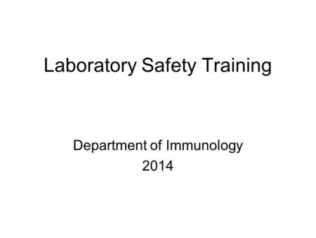 Laboratory Safety Training