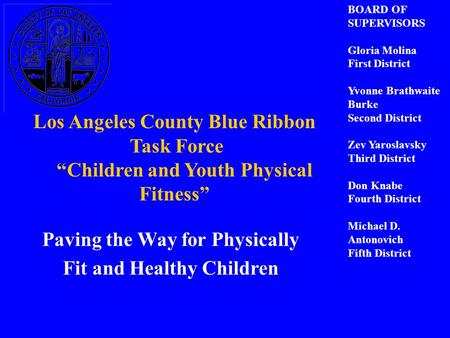 BOARD OF SUPERVISORS Gloria Molina First District Yvonne Brathwaite Burke Second District Zev Yaroslavsky Third District Don Knabe Fourth District Michael.