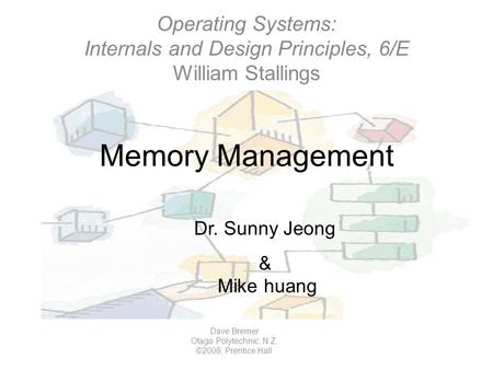 Memory Management Operating Systems: Internals and Design Principles, 6/E William Stallings Dave Bremer Otago Polytechnic, N.Z. ©2008, Prentice Hall Dr.