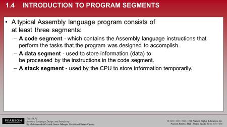 1.4 INTRODUCTION TO PROGRAM SEGMENTS