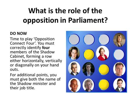 What is the role of the opposition in Parliament?