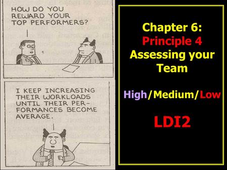 Chapter 6: Principle 4 Assessing your Team High/Medium/Low LDI2