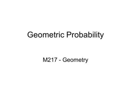 Geometric Probability