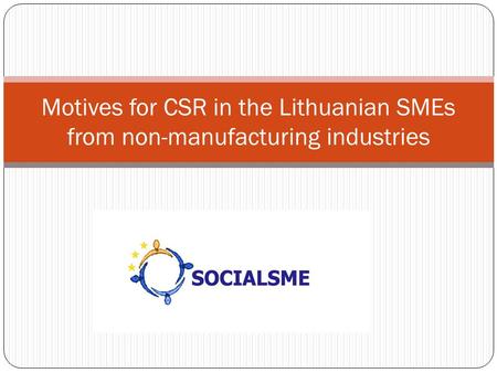 Motives for CSR in the Lithuanian SMEs from non-manufacturing industries.