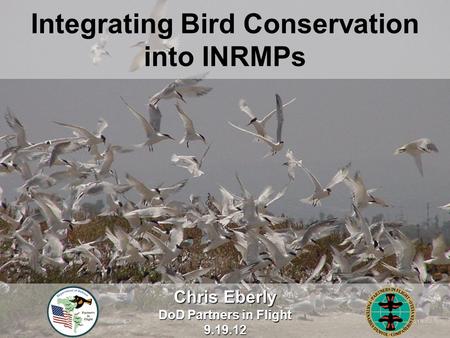 Integrating Bird Conservation into INRMPs Chris Eberly DoD Partners in Flight 9.19.12.