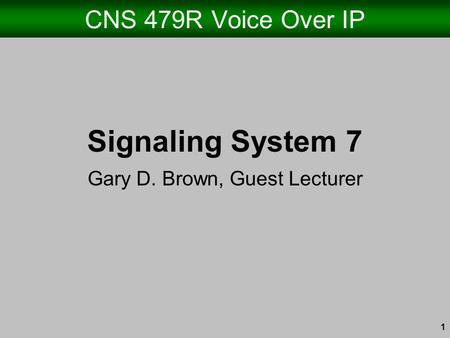 Gary D. Brown, Guest Lecturer