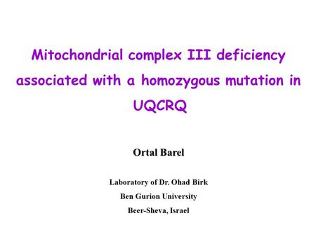 Mitochondrial complex III deficiency